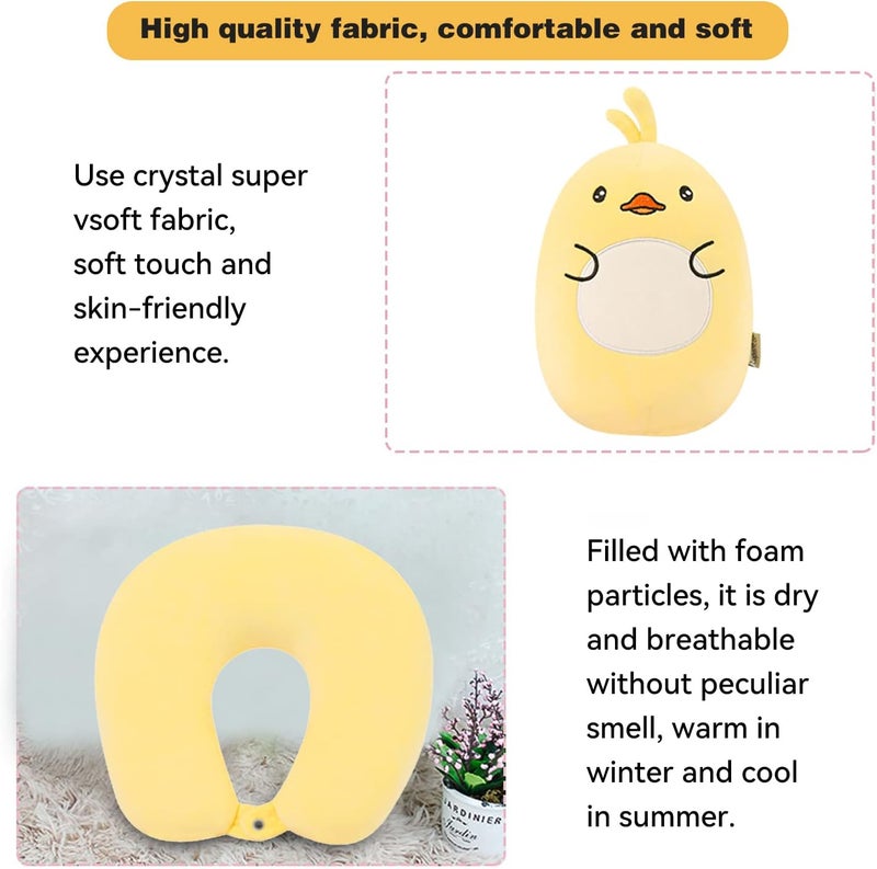 stocaggio Kids Travel Pillow - 2-in-1 Deformable Kids Neck Pillow for Traveling, Soft U-Shaped Pillow with Adorable Animal Design, Comfy Sleep and Play, Ideal for Airplanes and Cars - Yellow Duck - Image 4